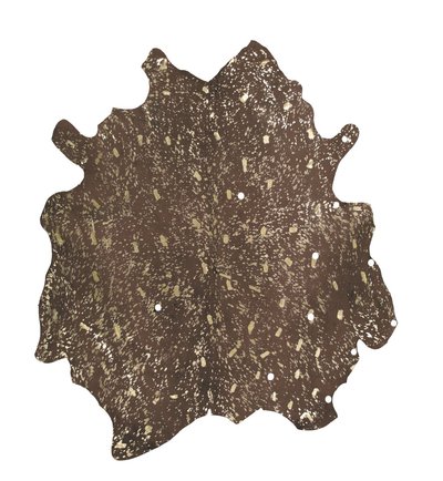 Барвистий килим із натуральної шкіри з металізованими акцентами Glam 110 Коричневий/Золото