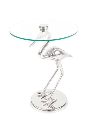 Столик Animality 125 Стеклянная столешница с металлической опорой в виде птицы Прозрачный / Серебристый