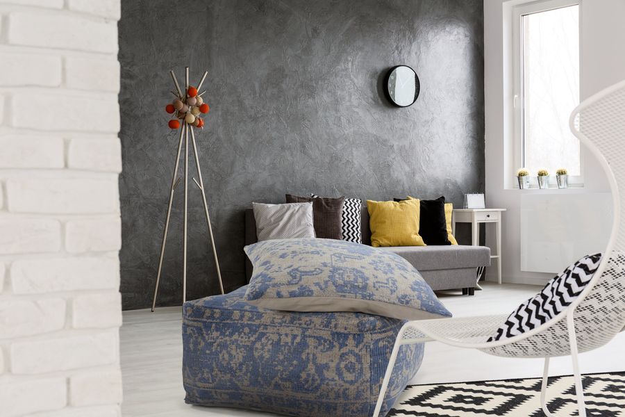 Набор пуф и подушка Paramount 410 Серо-коричневый/Синий Kayoom - в дом или квартиру. Фото, картинка, пример в интерьере