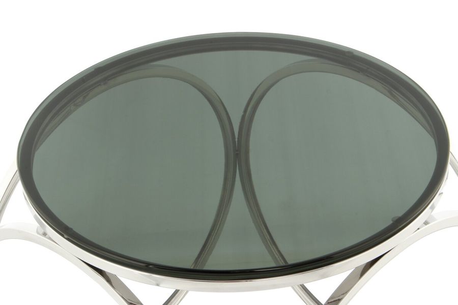 Столик Whitney 225 Круглая столешница из калёного стекла на опоре из металла Черный/Серебристый Kayoom - в дом или квартиру. Фото, картинка, пример в интерьере
