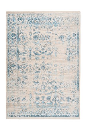 Коротковорсный ковёр в стиле винтаж Baroque 600, слоновая кость с голубым