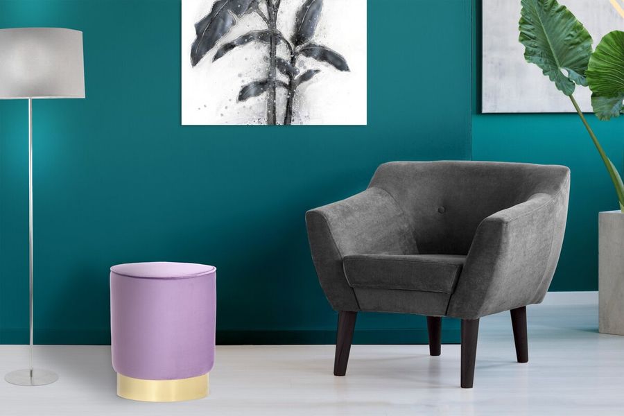 Пуф бархатный Nena 110 фиолетовый Kayoom - в дом или квартиру. Фото, картинка, пример в интерьере