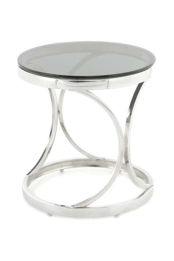 Столик Weyda 125 Круглая стеклянная столешница на металлической опоре Черный / Серебристый