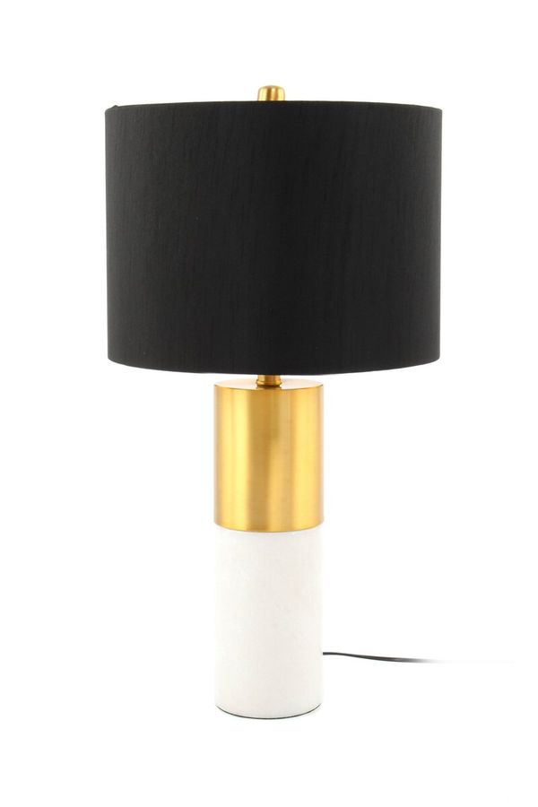 Настільна лампа з білою мармуровою підставкою та чорним абажуром Orbit 110