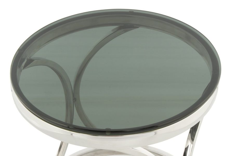 Столик Weyda 125 Круглая стеклянная столешница на металлической опоре Черный / Серебристый Kayoom - в дом или квартиру. Фото, картинка, пример в интерьере