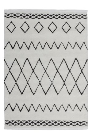 Длинноворсовый ковёр в этно стиле Agadir 310 Белый / Черный