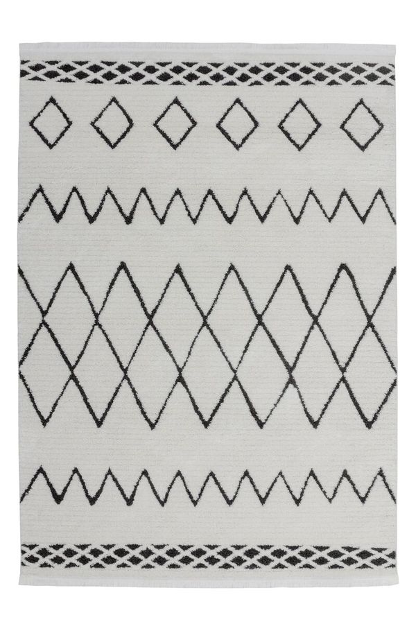 Длинноворсовый ковёр в этно стиле Agadir 310 Белый/Черный 120 х 170