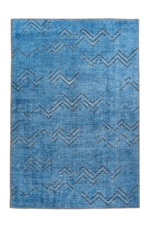 Тонкий килим ворсистий з рельєфом Antique 325 Blau Синій 160 х 230