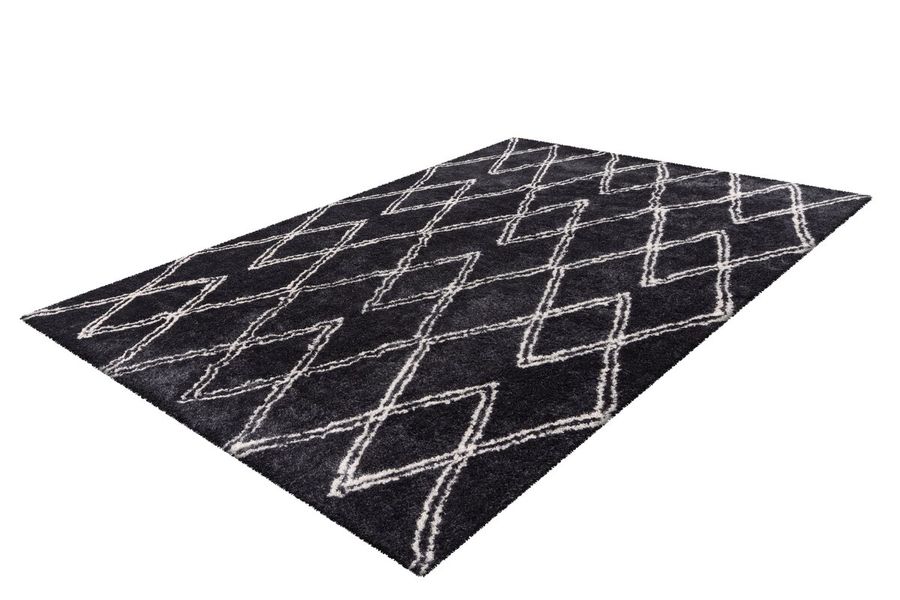 Високоворсний килим з ретро-візерунок Orlando 325 Антрацит 80 х 150