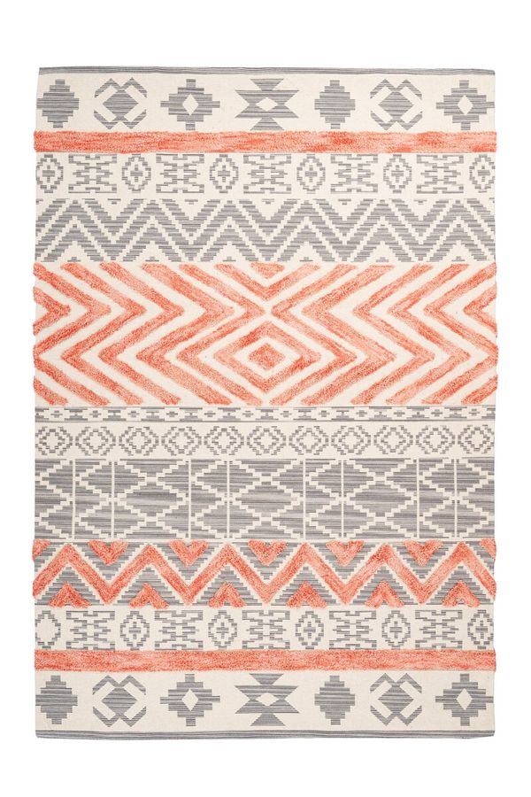 Коротковорсний килим в етно стилі Ethnie 100 Сірий/Абрикосовий 160 х 230