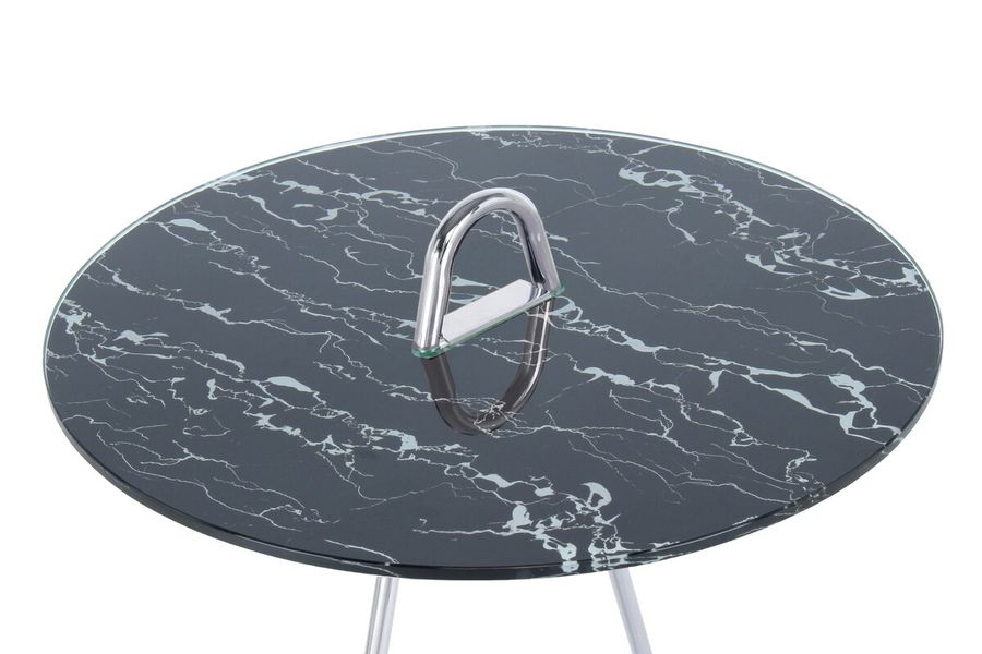 Столик Pendulum 525 Круглая столешница на металлической ножке в виде маятника Чёрный / Серебристый Kayoom - в дом или квартиру. Фото, картинка, пример в интерьере