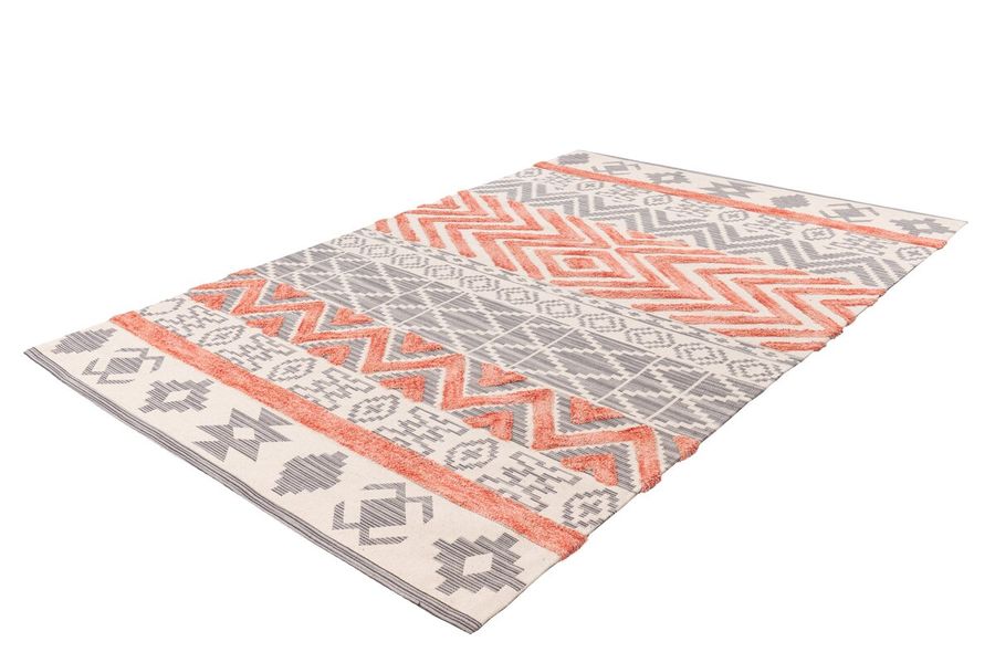 Коротковорсний килим в етно стилі Ethnie 100 Сірий/Абрикосовий 160 х 230