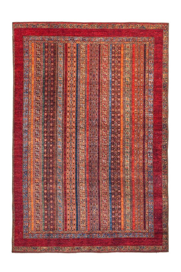 Тонкий ворсистый ковёр с печатным узором Faye 425 Разноцветный/Красный 110 х 180