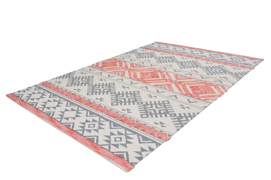 Коротковорсний килим в етно-стилі Ethnie 200 Сірий/Абрикосовий 120 х 170