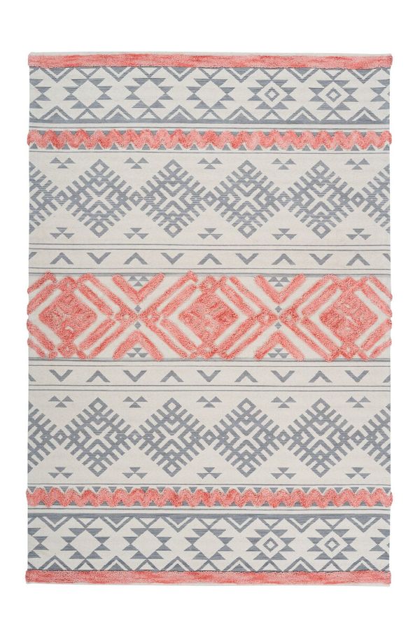 Коротковорсный ковёр в этно стиле Ethnie 200 Серый/Абрикосовый 160 х 230