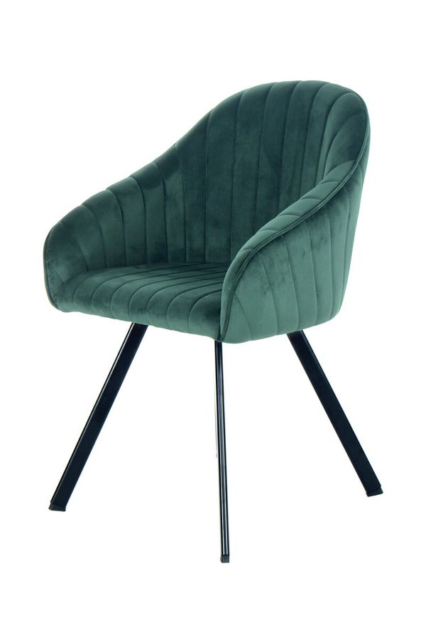 Оксамитовий стілець-крісло зі спинкою Jodie 125 на металевих ніжках Темно-зелений