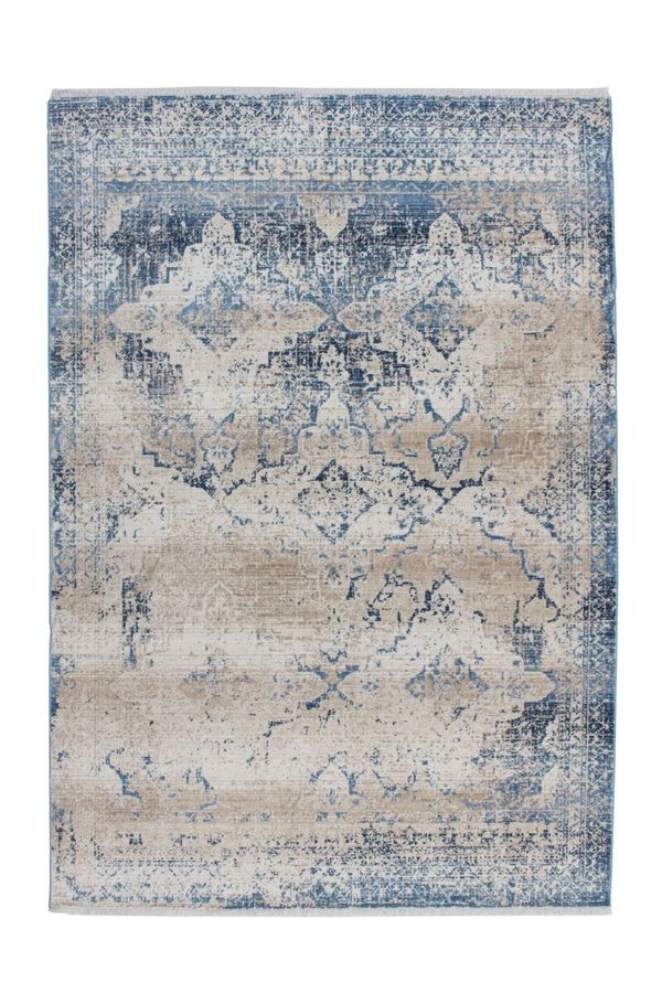 Коротковорсний килим у стилі вінтаж Antigua 500 Кремовий/Синій 120 х 170