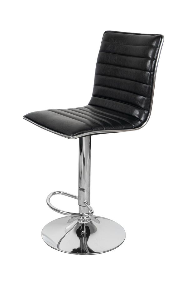 Барный стул со спинкой Midnight 625 с сидением из чёрной эко-кожи