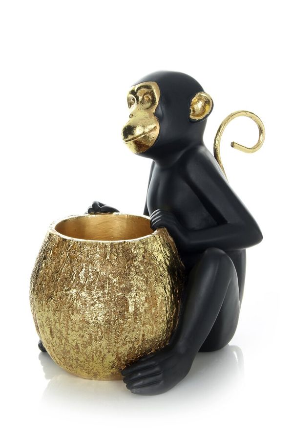 Скульптура Sitting Monkey 110, чорний/золотистий