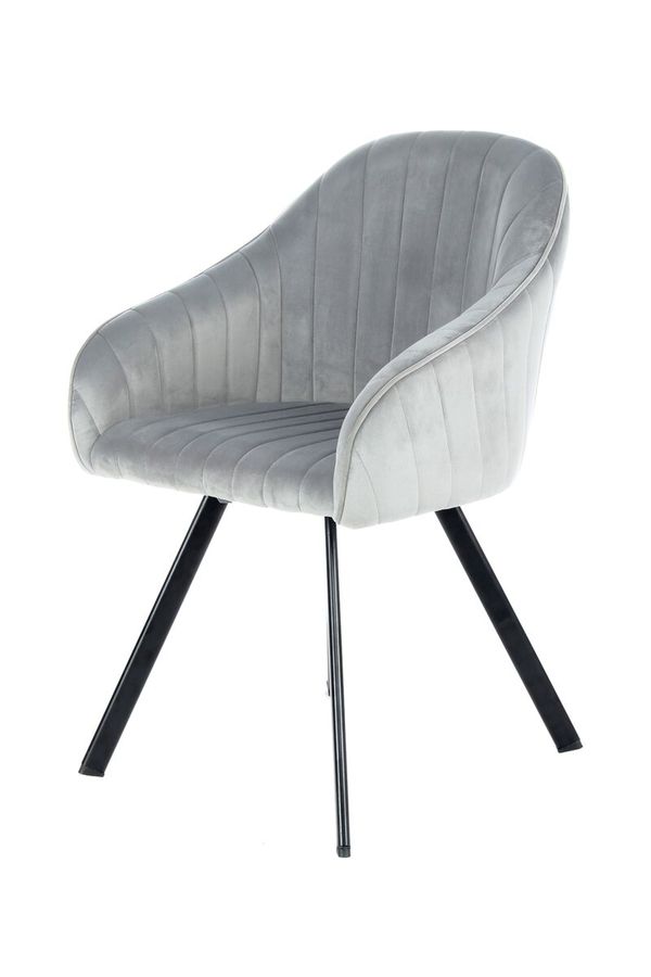 Оксамитовий стілець-крісло зі спинкою Jodie 125 на металевих ніжках Світло-сірий