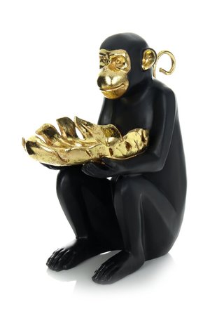 Фигурка сидящей обезьянки Sitting Monkey 410 чёрная с золотом