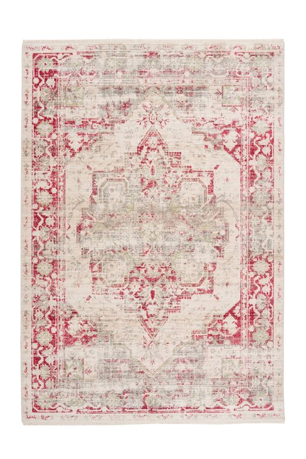 Коротковорсний килим у стилі вінтаж Baroque 100 Червоний/Сірий 200 х 290