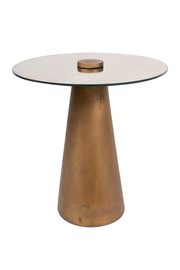 Столик Scotch 125 скляний із ніжкою зі зістареного заліза (бронза)