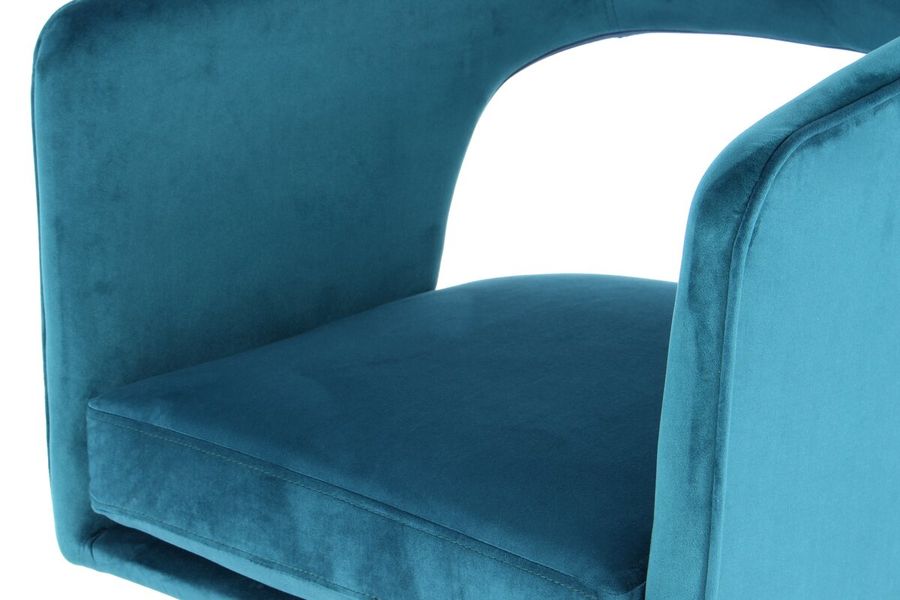Бархатное кресло Jolene 125 сине-зелёное с золотыми ножками Kayoom - в дом или квартиру. Фото, картинка, пример в интерьере