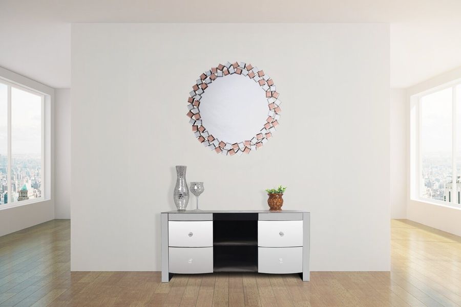 Настенное зеркало Mosaic 1825 Серебристый / Розовый Kayoom - в дом или квартиру. Фото, картинка, пример в интерьере