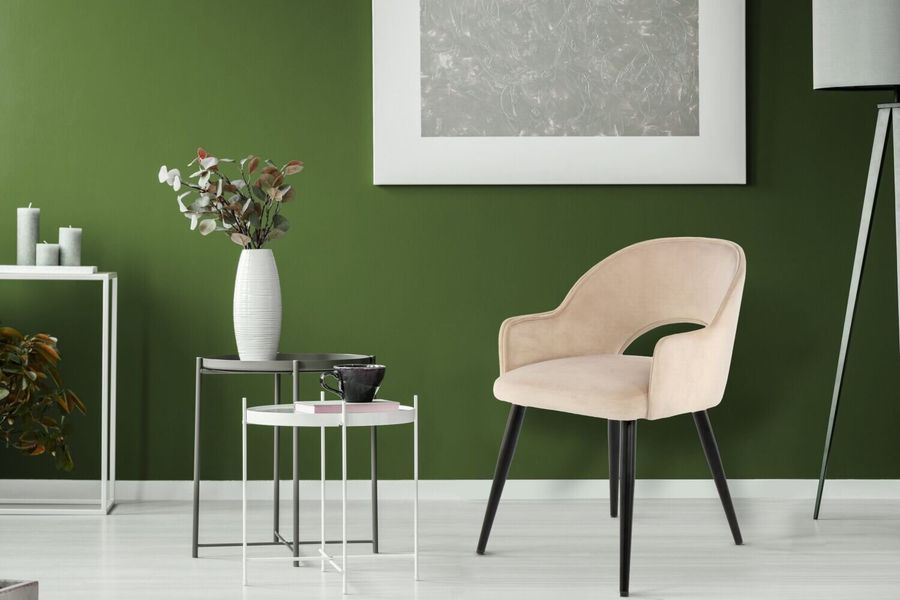 Бархатный стул-кресло Joris 110 Шампань/Бежевый/Пудра Kayoom - в дом или квартиру. Фото, картинка, пример в интерьере