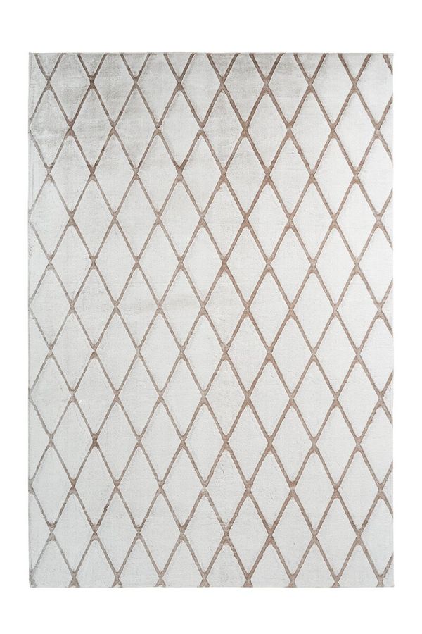 Высоковорсный ковёр с графическим узором Vivica 225 Белый / Серо-коричневый