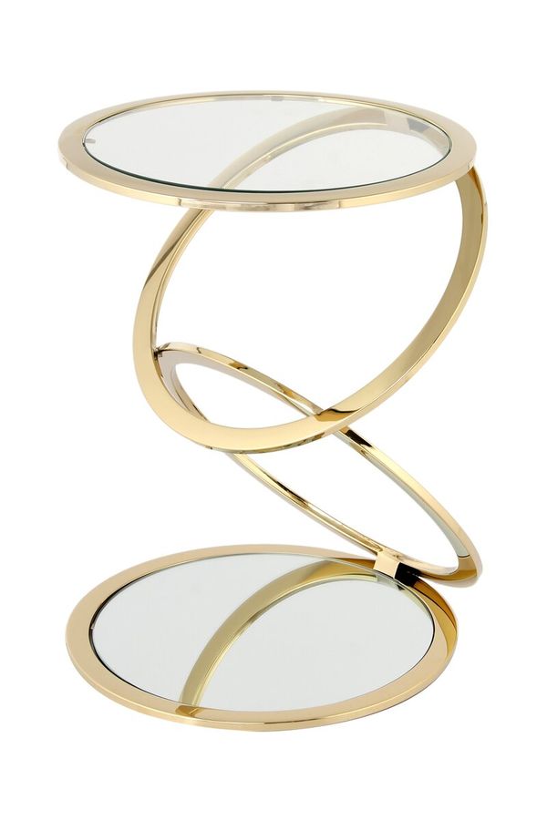 Столик Spiral 525 Зеркальная столешница на металлической ножке в виде спирали Прозрачный / Зеркальный / Золотистый