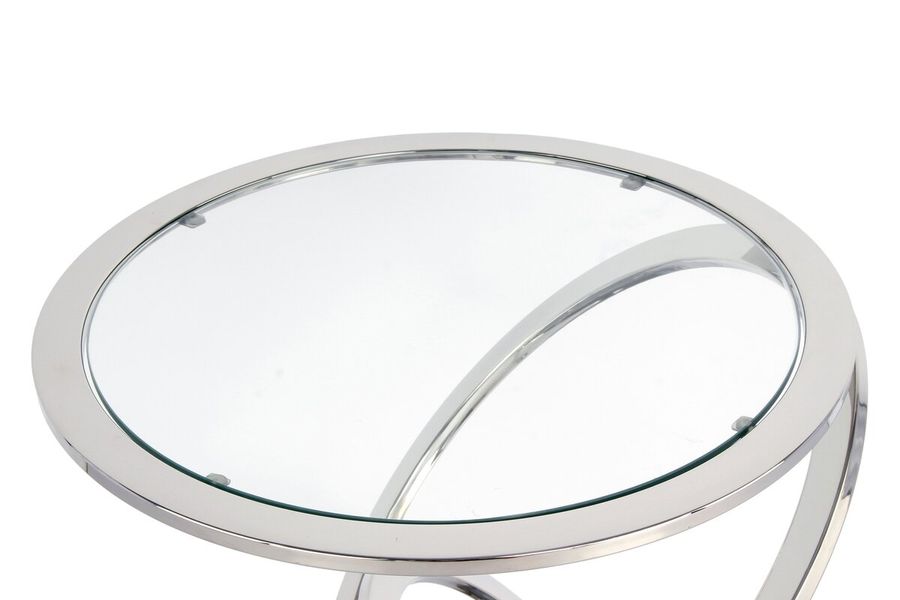 Столик Spiral 525 Зеркальная столешница на металлической ножке в виде спирали Прозрачный / Зеркальный / Серебристый Kayoom - в дом или квартиру. Фото, картинка, пример в интерьере