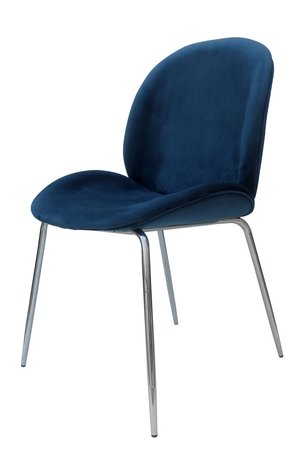 Бархатный стул со спинкой на хромированных ножках Charlize 110 Синий Kayoom - в дом или квартиру. Фото, картинка, пример в интерьере