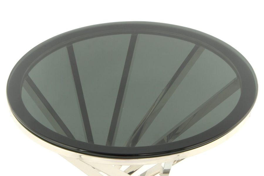 Столик Wesley 225 со столешницей из калёного стекла и опорой из металла цвета серебра Kayoom - в дом или квартиру. Фото, картинка, пример в интерьере