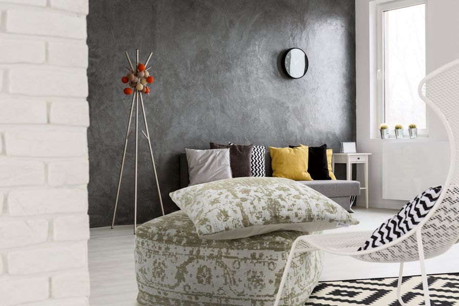 Набор пуф и подушка Paramount 410 Серо-коричневый/Синий Kayoom - в дом или квартиру. Фото, картинка, пример в интерьере