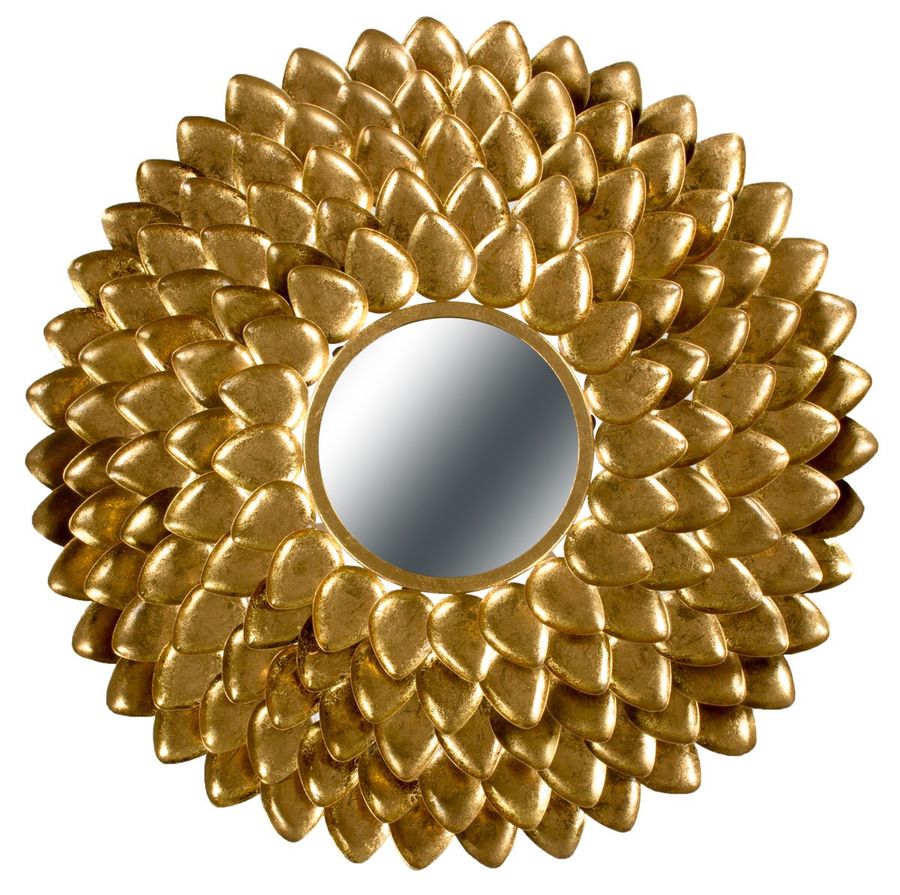 Металлическое настенное зеркало Daphne 190 в раме цвета золота Kayoom - в дом или квартиру. Фото, картинка, пример в интерьере