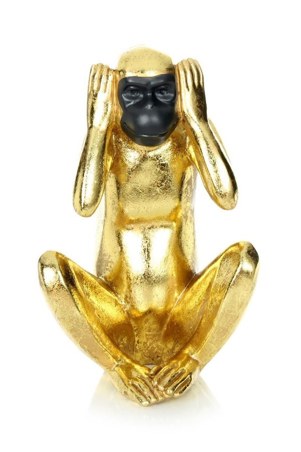Фигурка сидящей обезьянки Sitting Monkey 210, чёрно-золотая