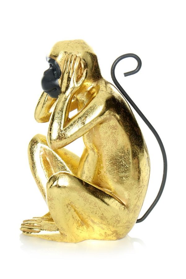 Фигурка сидящей обезьянки Sitting Monkey 210, чёрно-золотая
