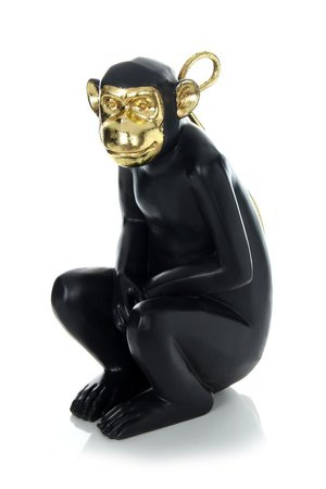 Фигурка сидящей обезьянки Sitting Monkey 310, чёрно-золотая
